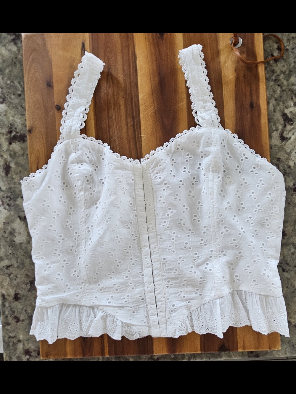 All in Favor White Nordstrom Eyelet Cotton Crop Top Tank Cami